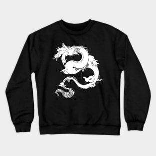 Flying Dragon In Space With Cats Drawing Crewneck Sweatshirt